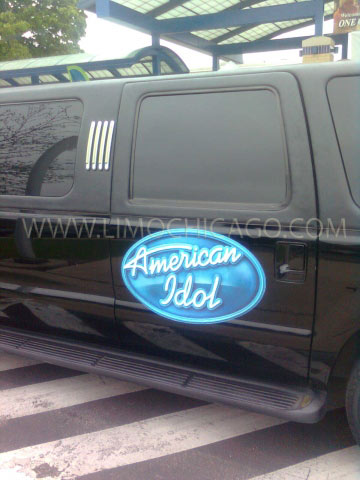 Limousine of  Chicago 14 passenger SUV with American Idol insignia