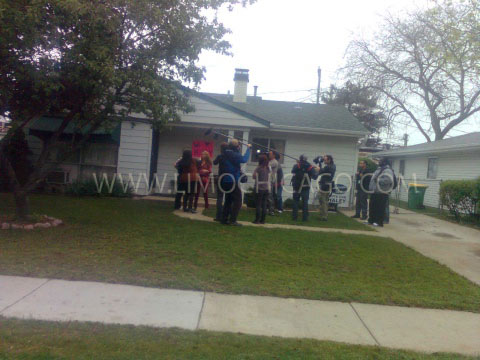 haley reinhart with filming crew of American Idol at her house