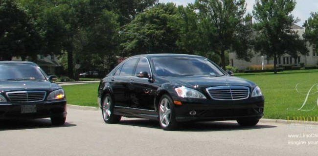 two mercedes benz limousines