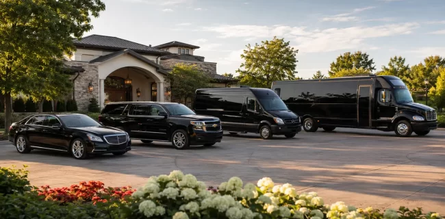 Sedan SUV Sprinter van and party bus at a Chicagoland venue