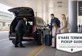 O’Hare limousine terminal pickup for a Chicago suburban transfer