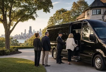 Chicagoland group boarding an executive van for the Chicago Jazz Festival